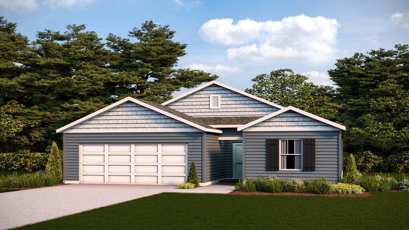 front view of a house with a yard