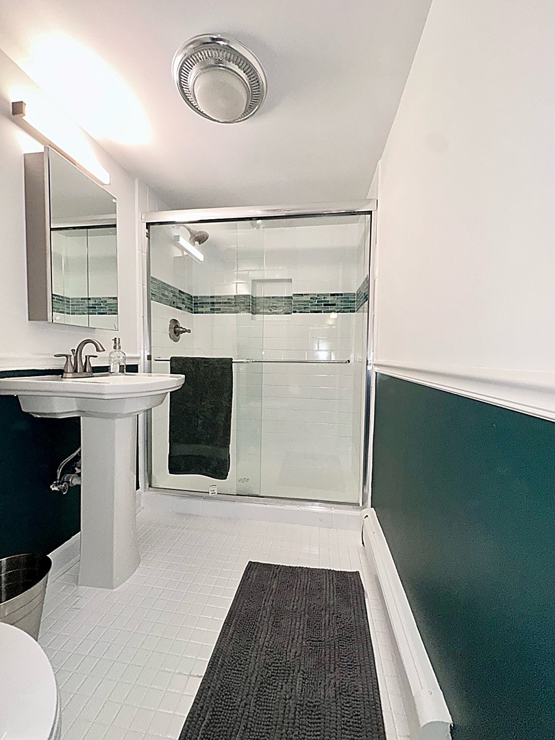 5543 West Higgins Avenue, Unit 1 Chicago, IL 60630 - Photo 13 of 21 a bathroom with a sink and a mirror