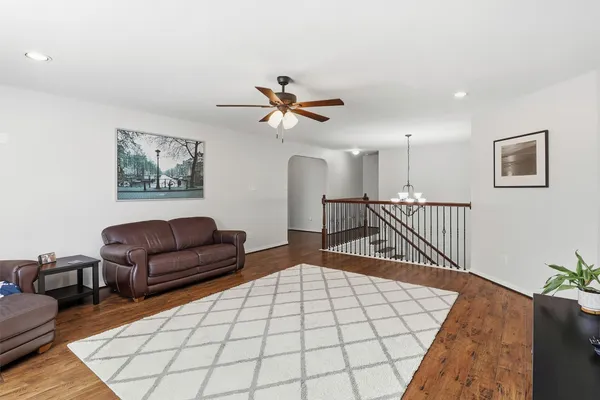 a living room with furniture