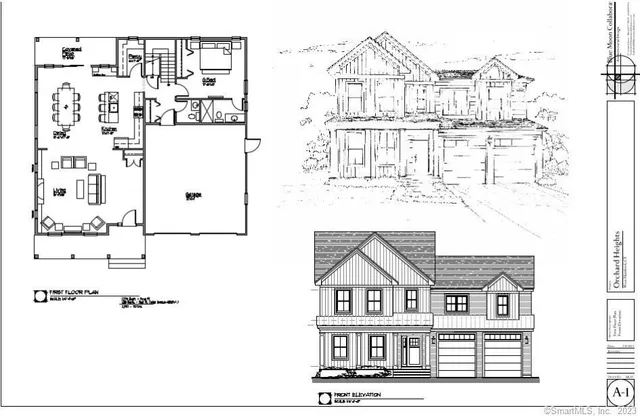 a view of a white house next to a yard