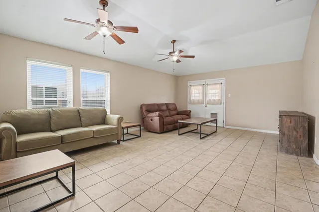a living room with furniture