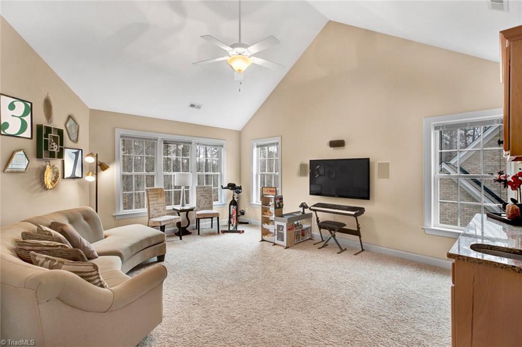338 Homestead Avenue High Point, NC 27262 - Photo 22 of 25 large bonus room with vaulted ceiling, surround sound, and wet bar