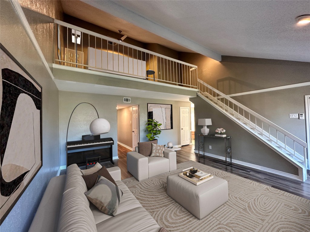 a living room with furniture