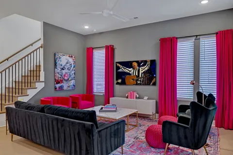 a living room with furniture and a couch