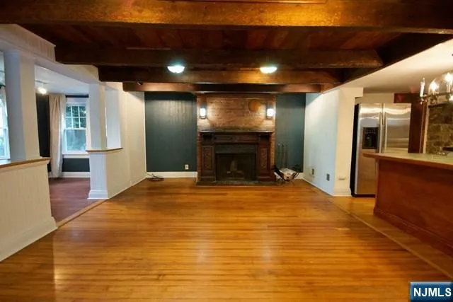 a large room with large mirror