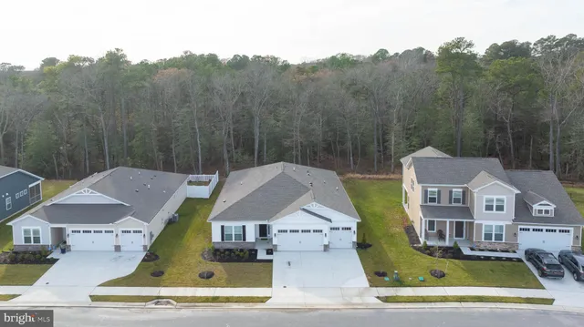 a aerial view of a house with swimming pool and trees