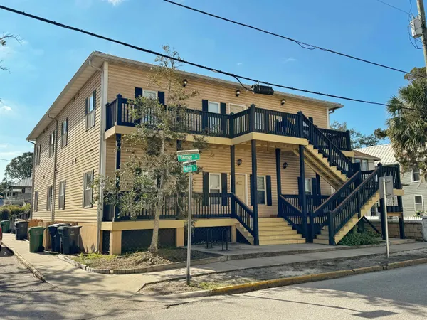 a front view of a house with a front door