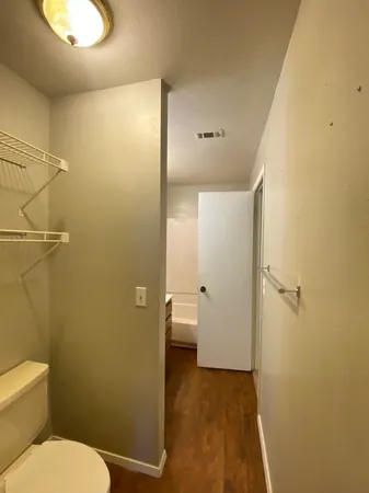 a bathroom that has a toilet