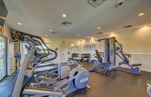 a view of a room with gym equipment