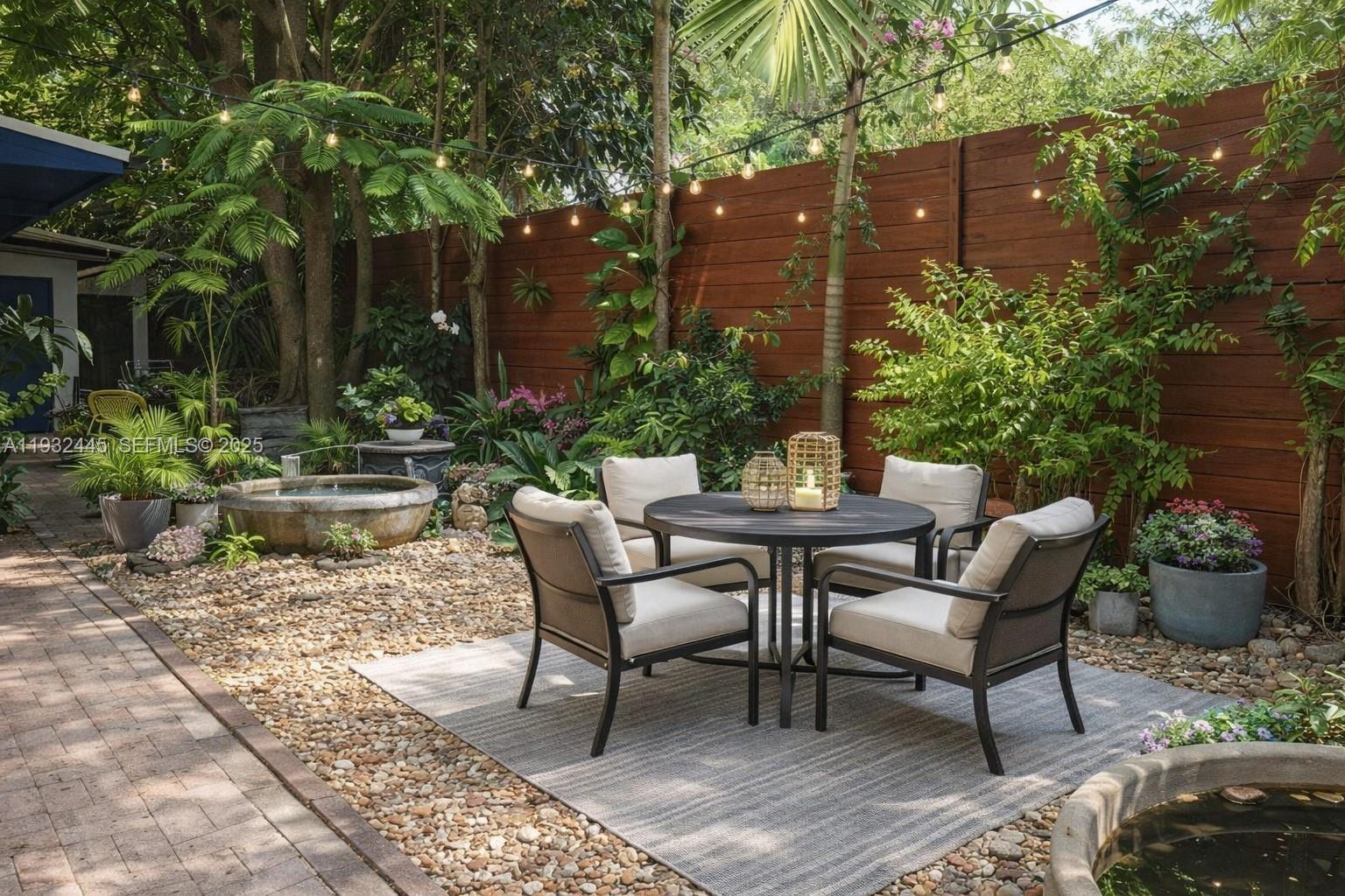 2928 Louise Street Miami, FL 33133 - Photo 2 of 11 a backyard of a house with table and chairs