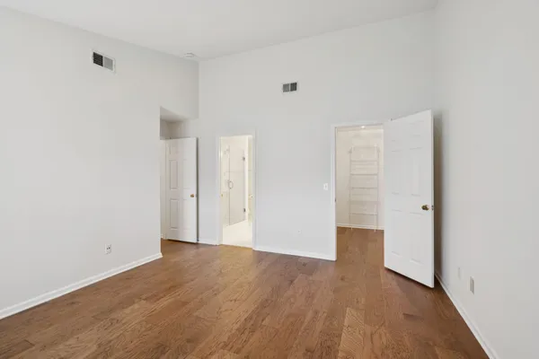 a view of a room with racks on the wall