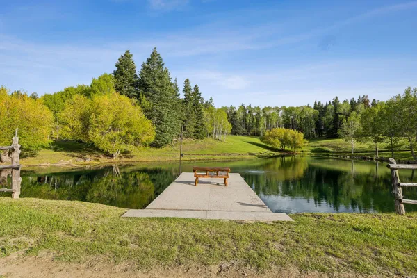 a view of a lake with a mountain in the background