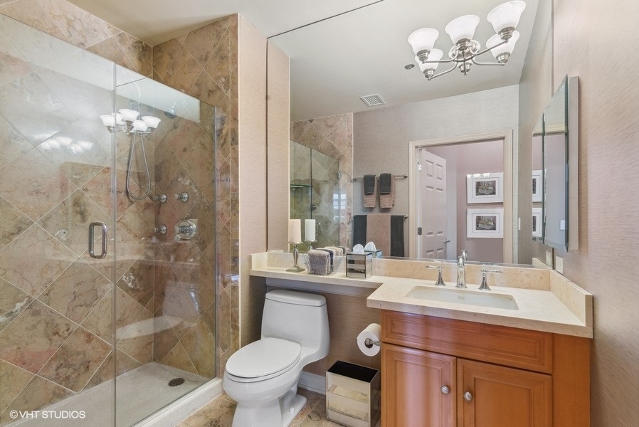 1335 South Prairie Avenue, Unit 605 Chicago, IL 60605 - Photo 15 of 20 a bathroom with a sink a toilet and shower