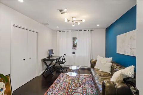 a view of a patio with plants and a patio