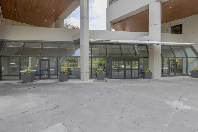 a view of a building with door