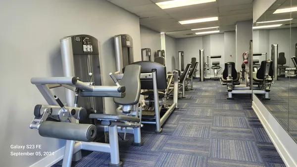 a view of a room with gym equipment