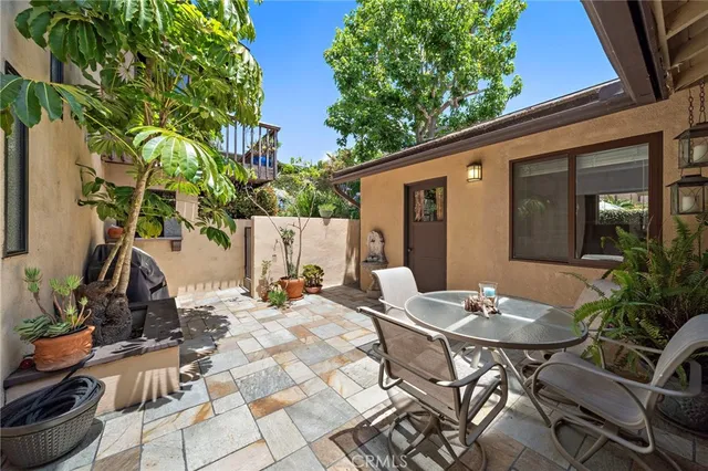 a view of a swimming pool with a bench