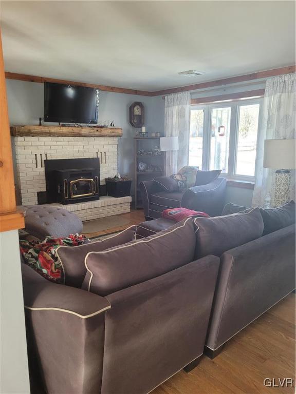 4563 Timberline Road Walnutport, PA 18088 - Photo 13 of 36 Living room with wood pellet stove and beautiful b