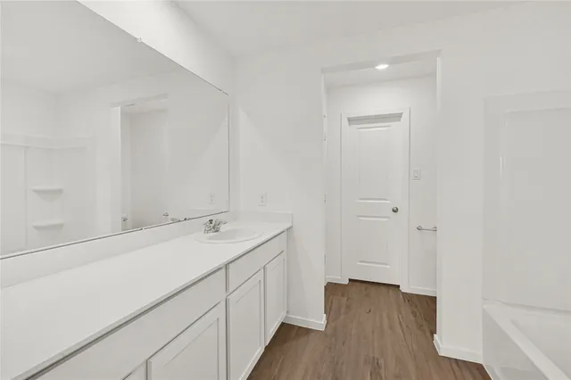 a bathroom with a bathtub