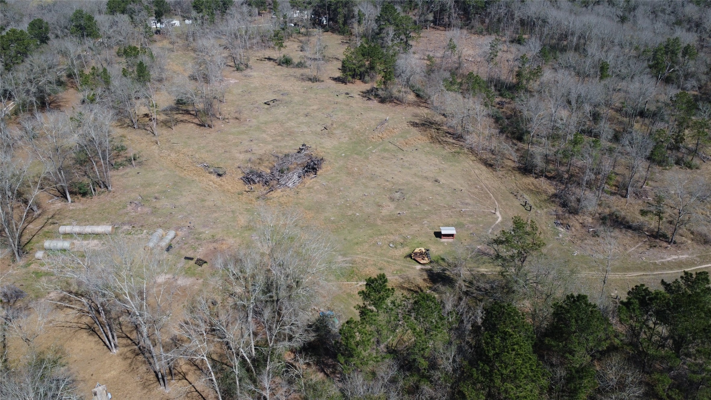 27002 Hegar Road Hockley, TX 77447 - Photo 13 of 17 a view of a dry yard with trees in the background