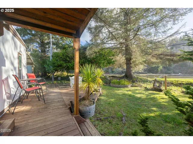 a view of a table and chairs in patio