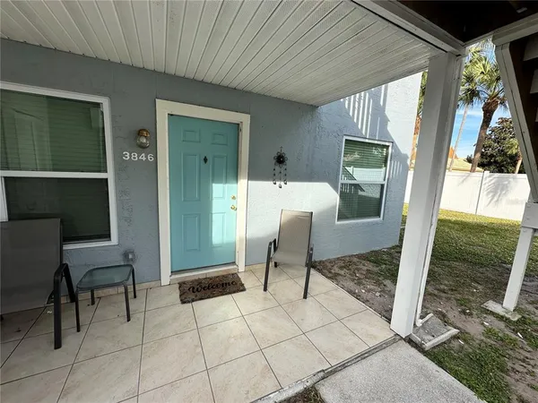 a view of an outdoor space with seating area