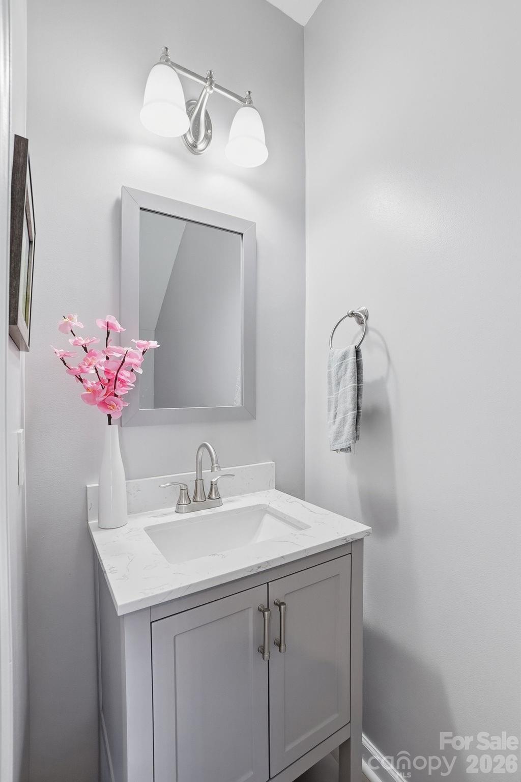8512 Sunset Hill Road Waxhaw, NC 28173 - Photo 19 of 36 a bathroom with a sink vanity and a mirror
