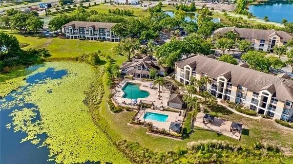 a view of a lake from a patio