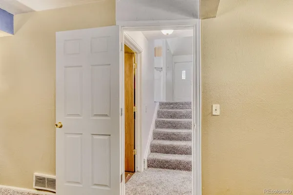 a view of a hallway with a elevator