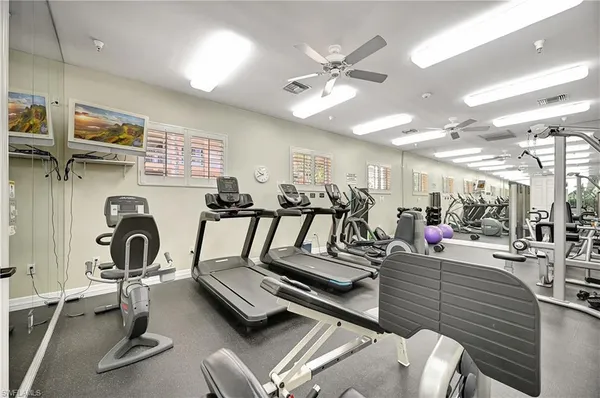 a view of a room with gym equipment