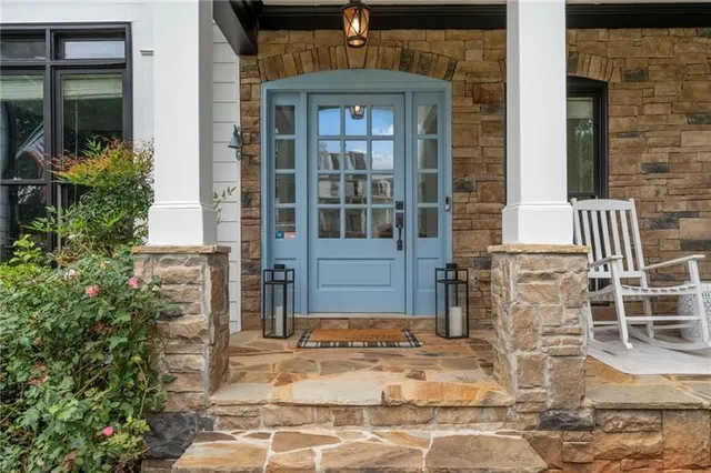 front view of a brick house