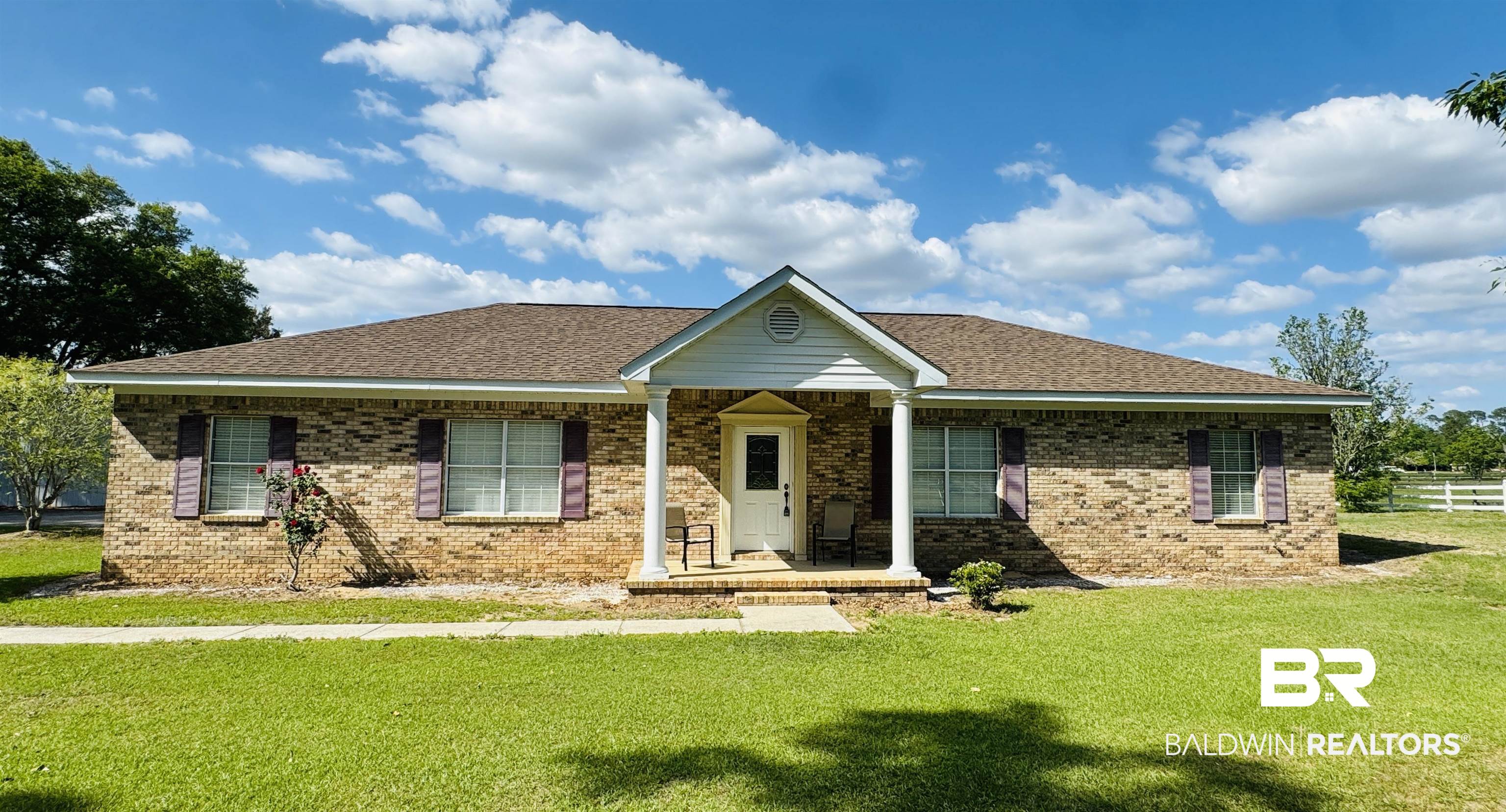 13795 White Road Silverhill, AL 36576 - Photo 11 of 99 Ranch-style house with covered porch, brick siding, and a shingled roof