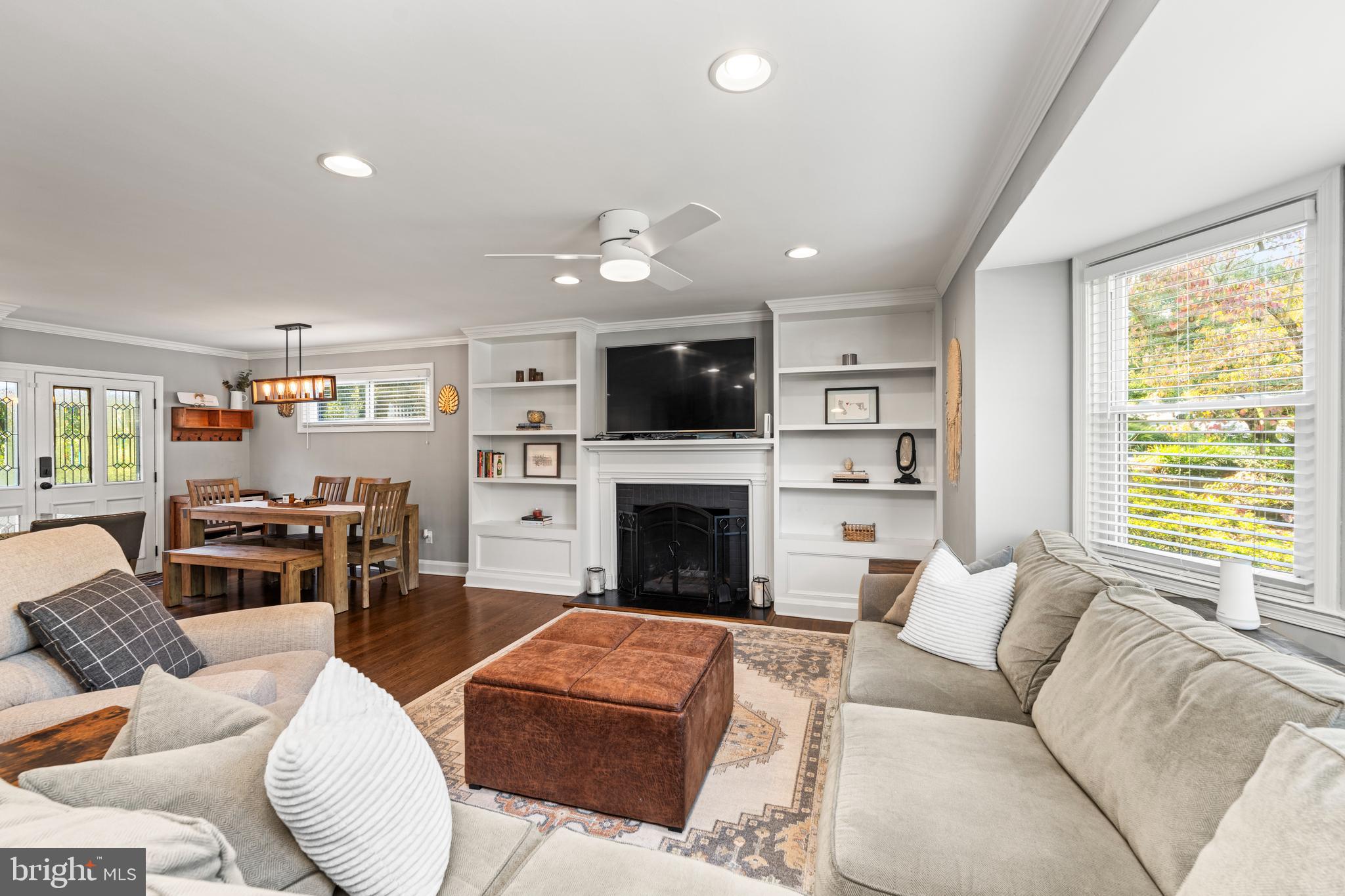209 Charmuth Road Lutherville-Timonium, MD 21093 - Photo 7 of 43 Living Room with Fireplace and Built-ins