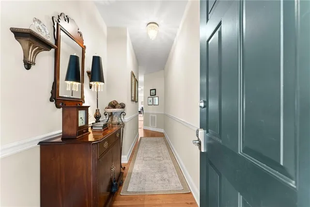 a view of a very nice looking room with a mirror