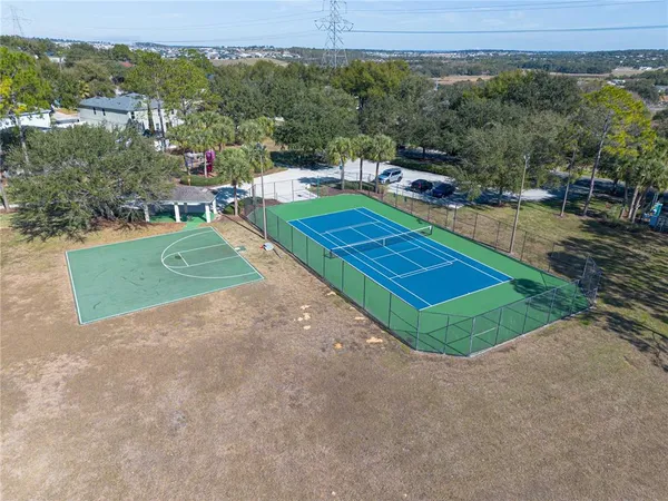 a view of a backyard with a area
