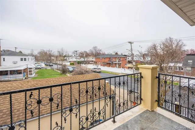 a balcony with city view