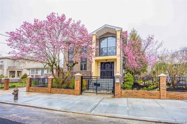 a front view of a building with street