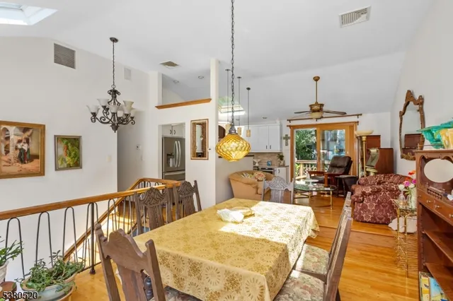 a view of a dining room and livingroom