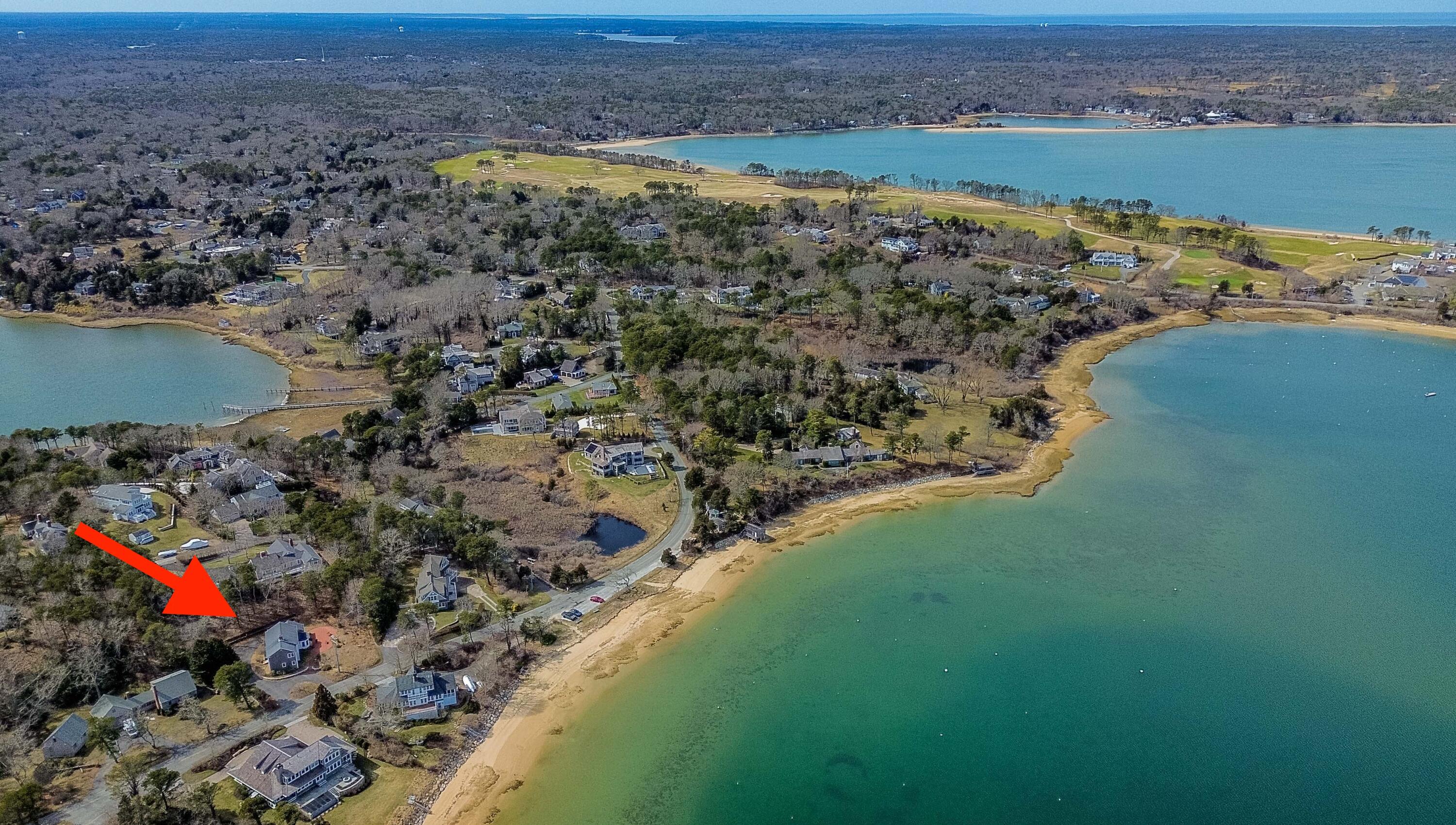 104 Seapine Road North Chatham, MA 02650 - Photo 6 of 36 an aerial view of a houses with a lake view