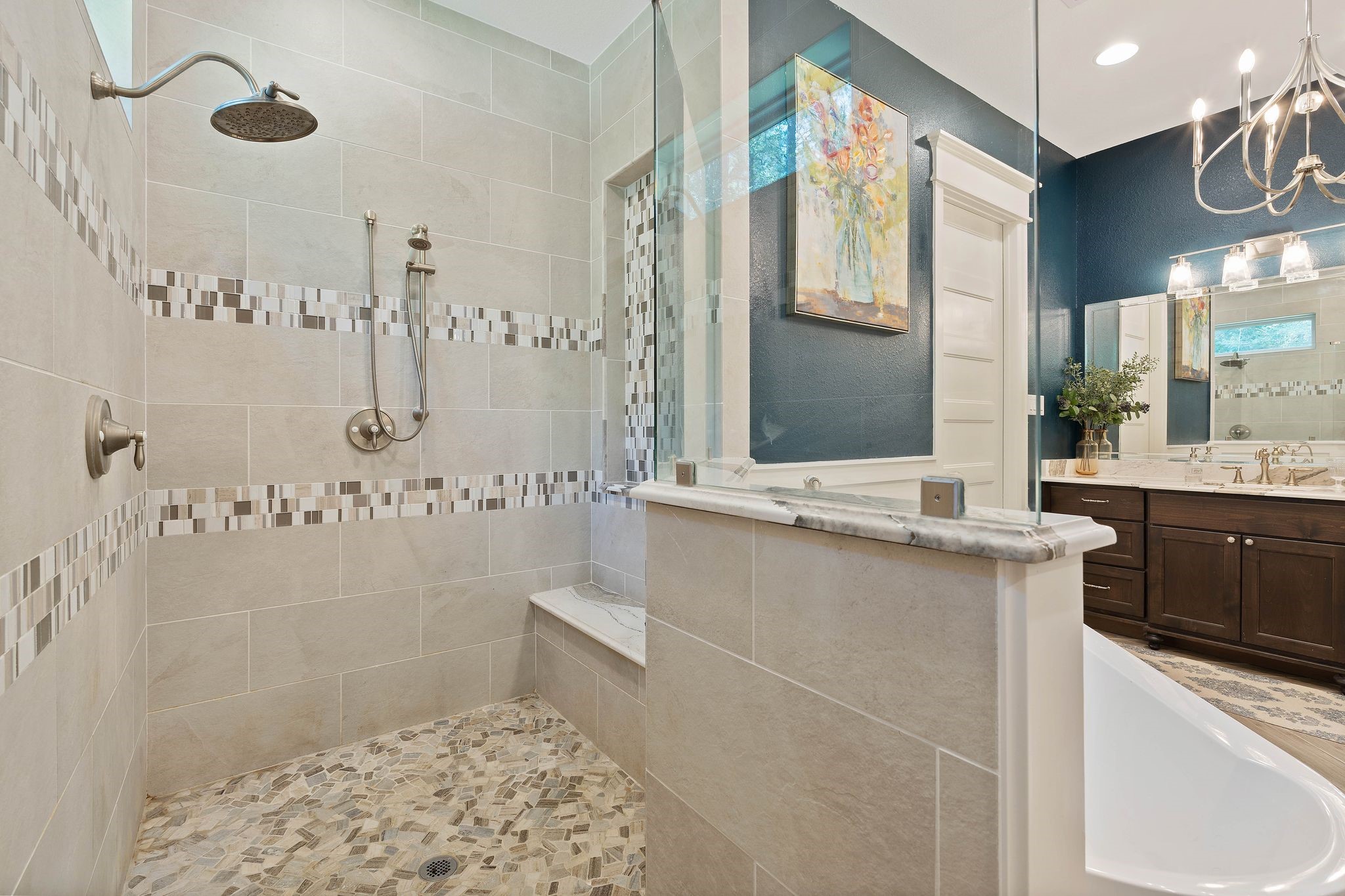 126 Fluorite Court Huntsville, TX 77340 - Photo 23 of 50 a bathroom with a granite countertop sink a toilet and shower