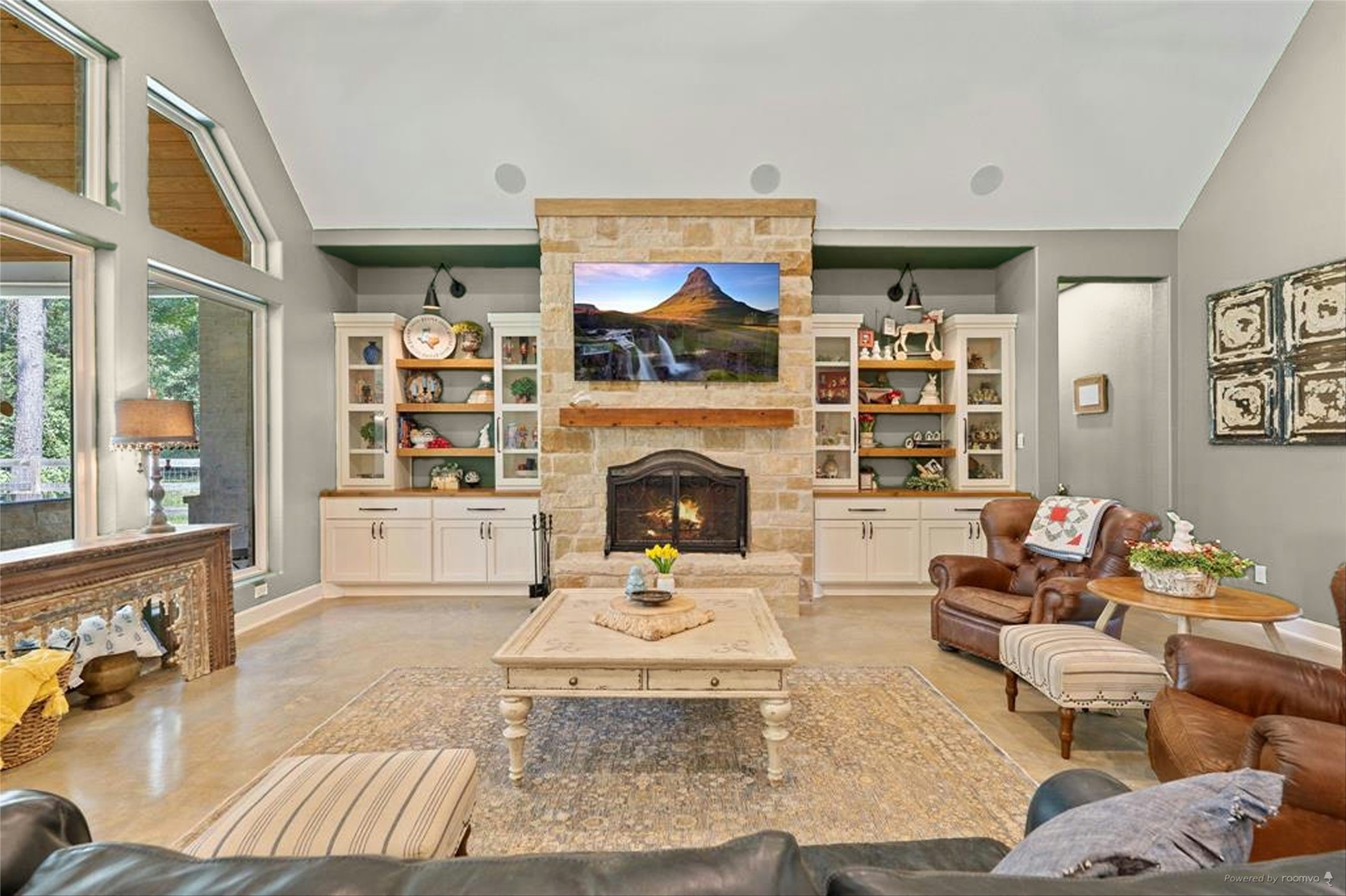 126 Fluorite Court Huntsville, TX 77340 - Photo 9 of 50 a living room with furniture large window and a fireplace