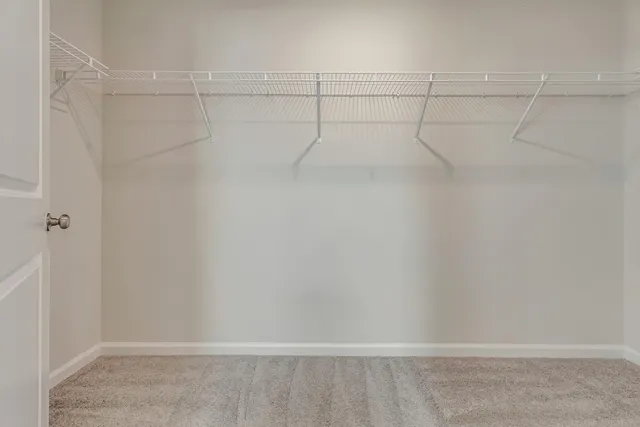 a view of a room with racks on the wall