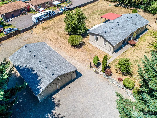an aerial view of a house