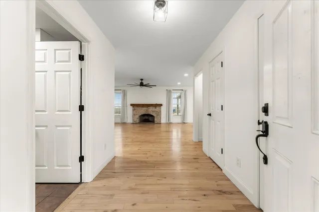 a view of livingroom with furniture and fireplace