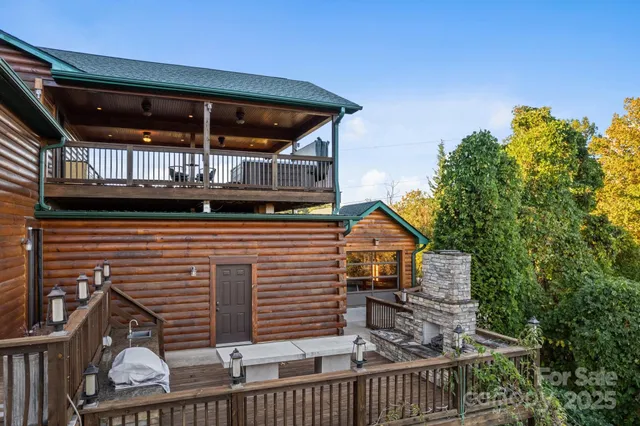 front view of a house with a small deck