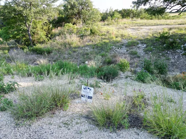 a view of a lake with a yard and large trees