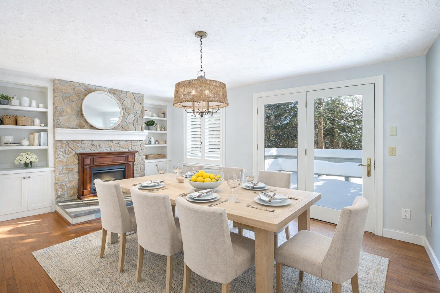 129 Colonial Way Falmouth, MA 02540 - Photo 16 of 46 Coastal dining room with bright lemons