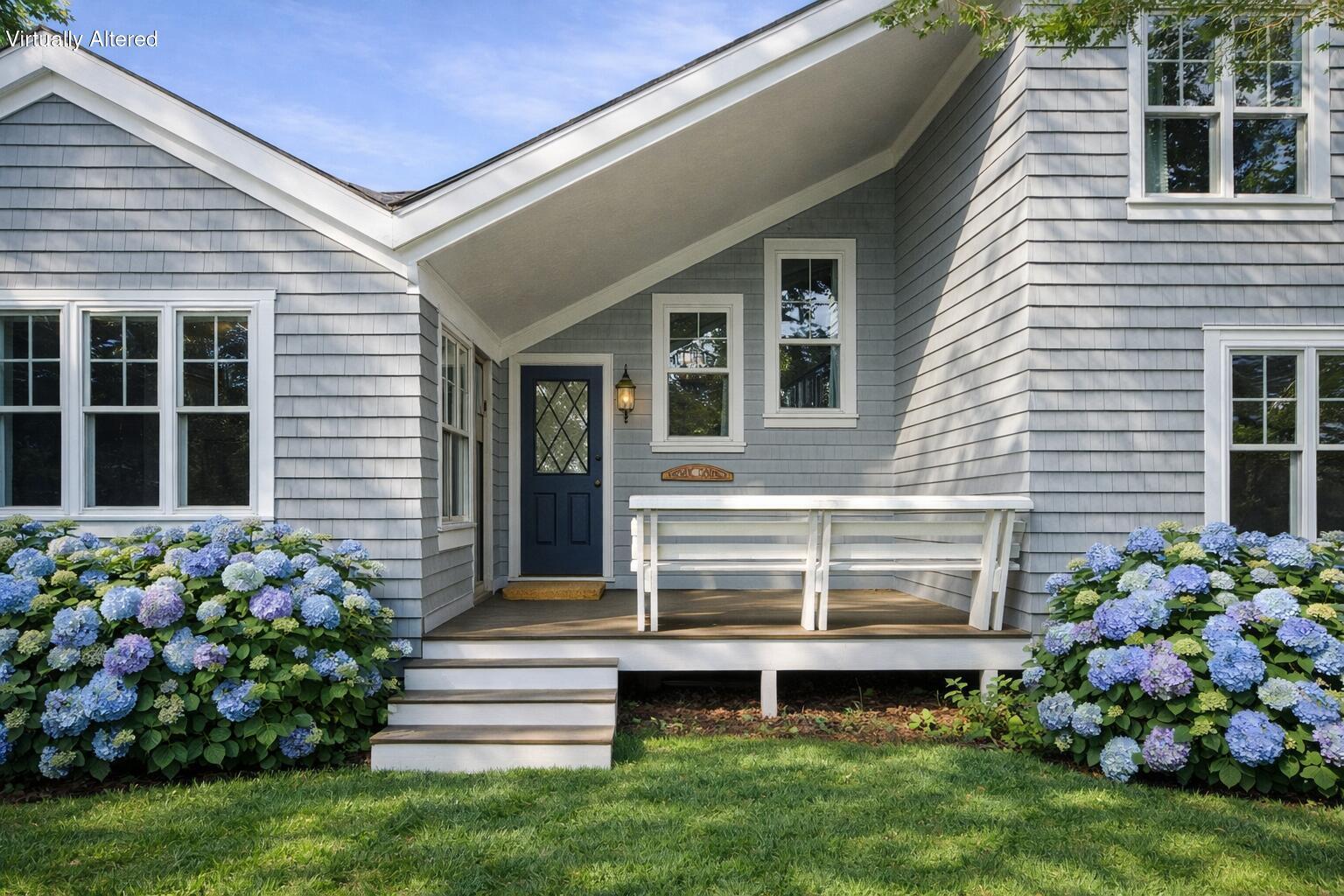 129 Colonial Way Falmouth, MA 02540 - Photo 34 of 46 Charming Cape Cod entrance with hydrange