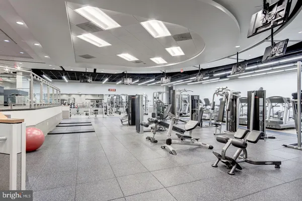 a view of a room with gym equipment