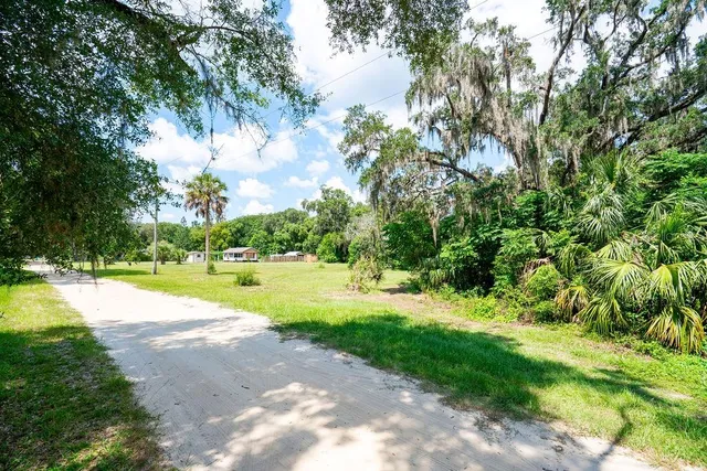 a view of back yard of the house
